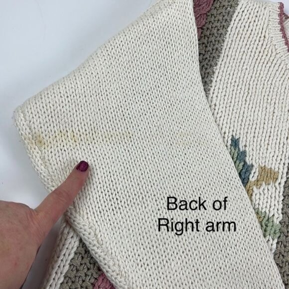 Vtg 1990 Hunters Run Pullover Sweater Women's Large pink cream tan - Picture 3 of 14